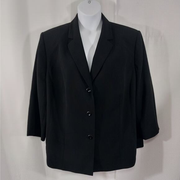 LE SUIT SEPARATES! SLEEK, LUXURIOUS BLACK 3 BUTTON FRONT JACKET, BLAZER! SZ 24W - Picture 2 of 10